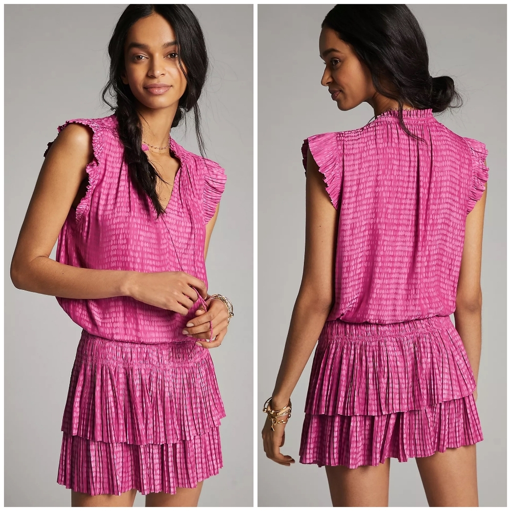 Current Air Fuchsia Ruffle Mini Dress